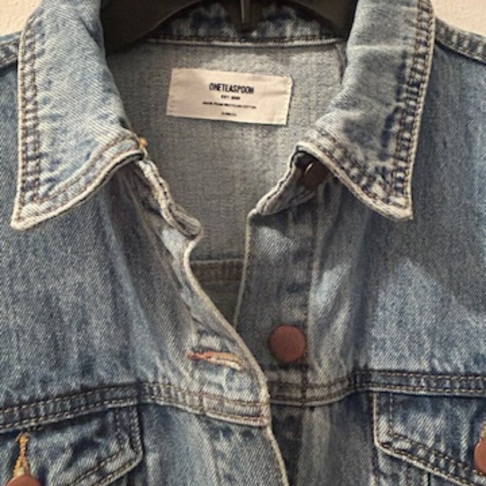 One Teaspoon Malibu Ocean Blue Button Cotton Denim Fitted Mini Dress NWT - Picture 5 of 16